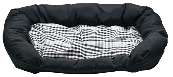 Hundebett schwarz / kariert Größe L